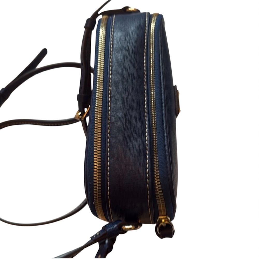 Dooney & Bourke Saffiano Leather Sawyer Crossbody in navy blue. - Picture 4 of 9